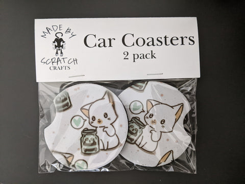Cute cats, car coasters, coaster pack
