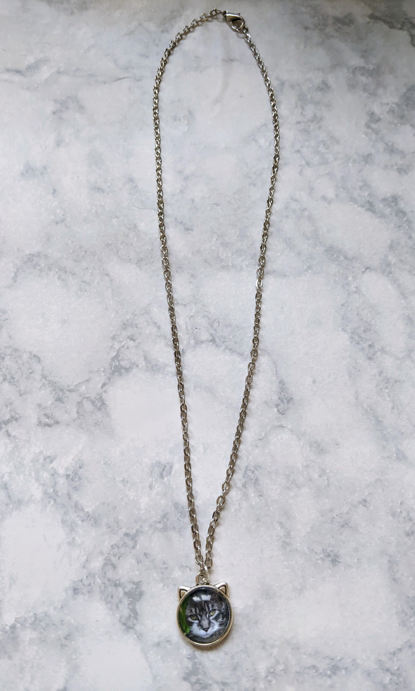 Silver Cat Photo Necklace - Made By Scratch Crafts