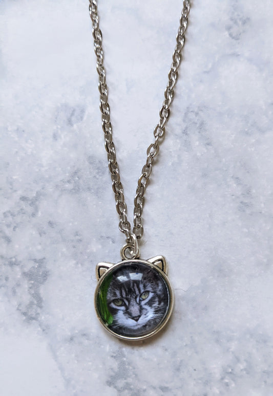Silver Cat Photo Necklace - Made By Scratch Crafts