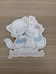 just meowied cat sticker, cat sticker, just meowied, just married, sticker, wedding