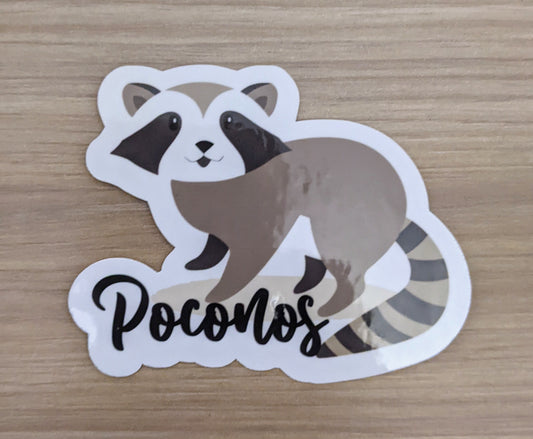 Poconos Raccoon sticker - Made By Scratch Crafts