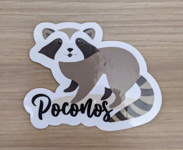 Poconos Raccoon sticker - Made By Scratch Crafts