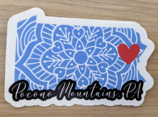 Pennsylvania shaped Pocono Mountains sticker - Made By Scratch Crafts
