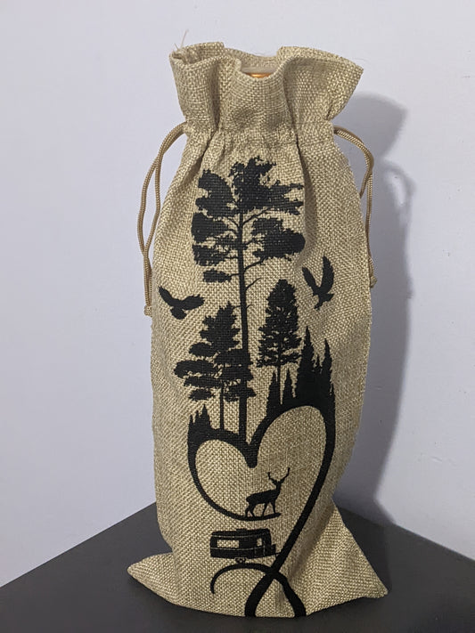Camping Wine Bottle Gift Bag - Made By Scratch Crafts