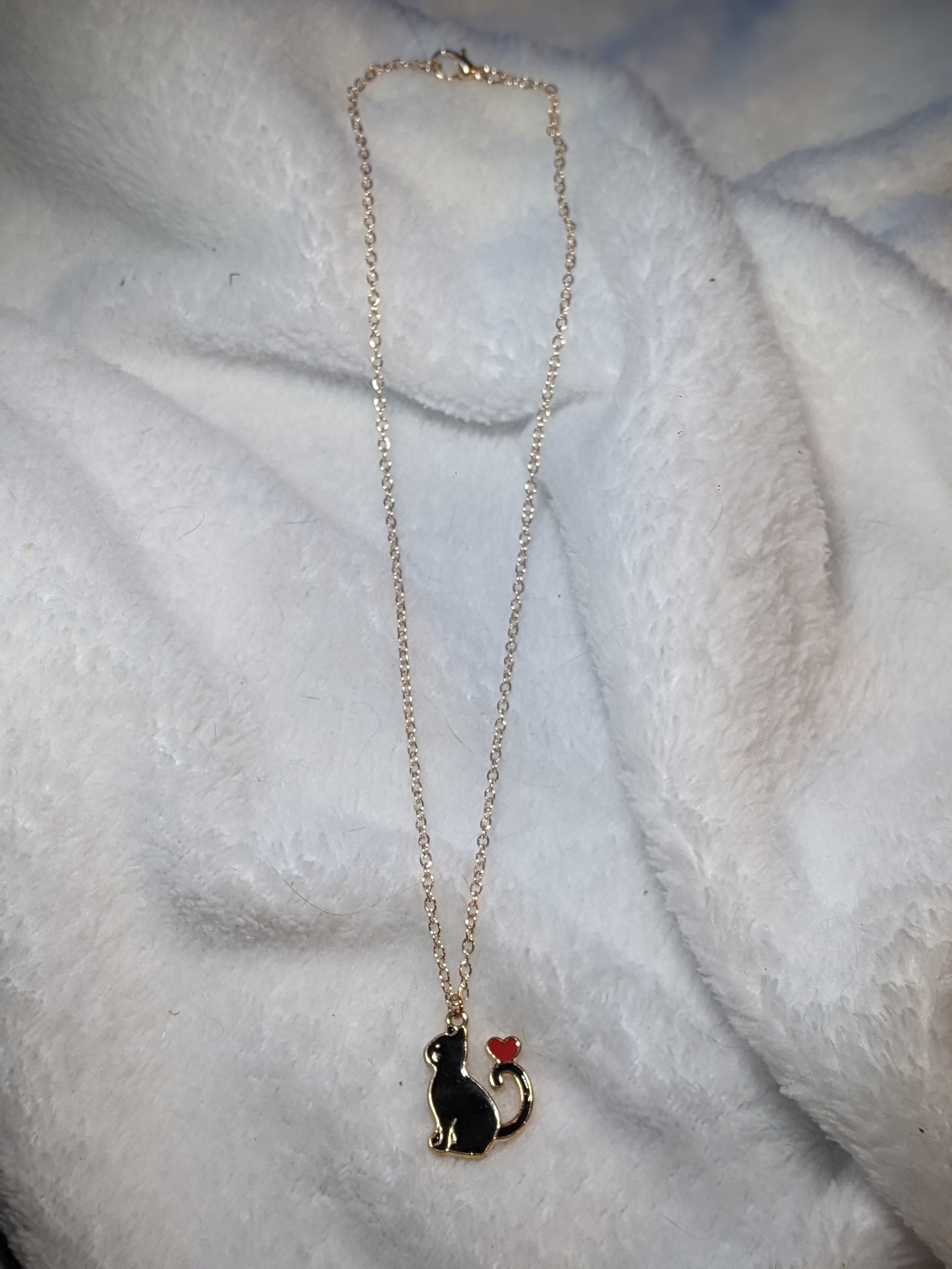 Black Cat Love necklace - Made By Scratch Crafts
