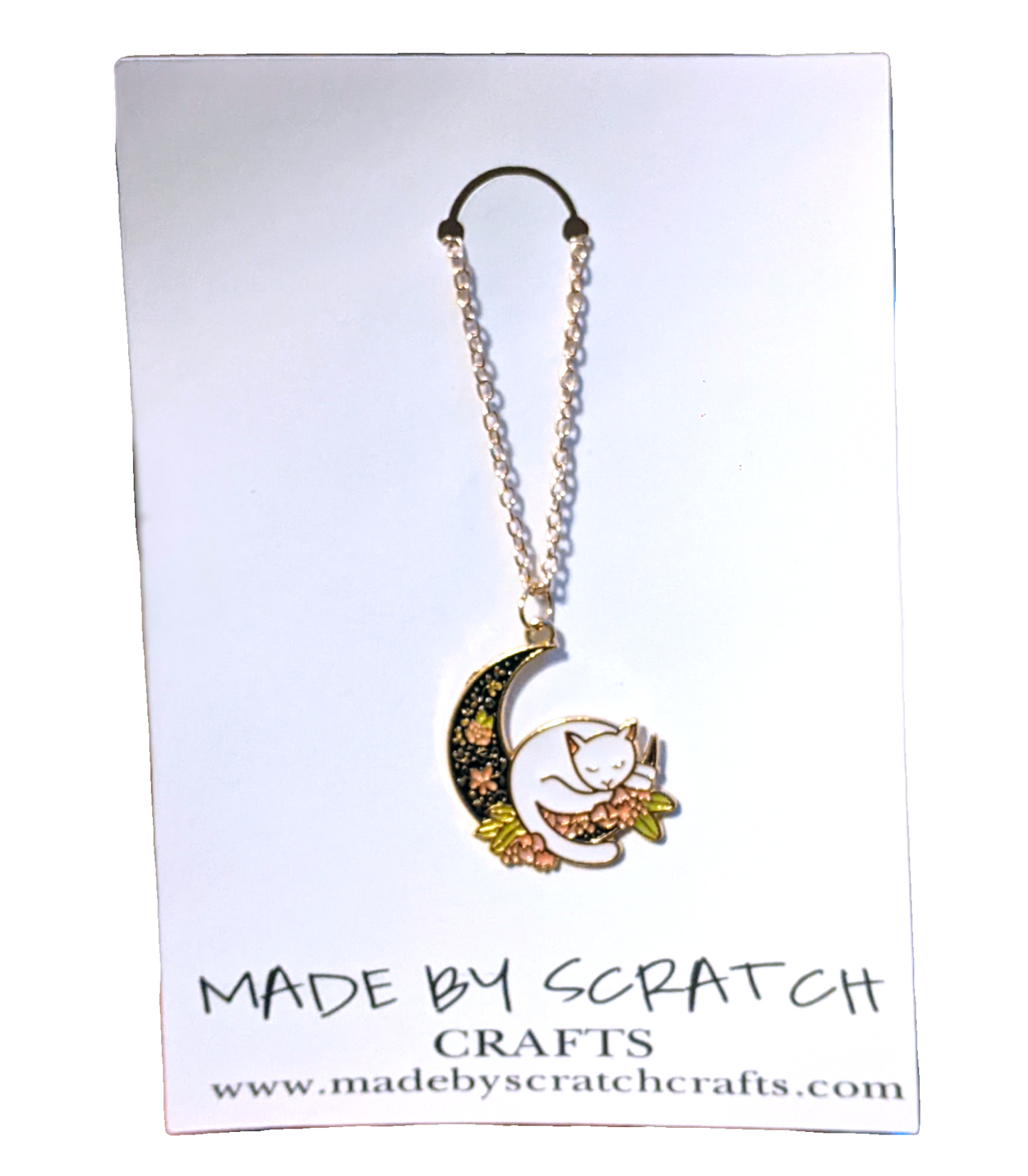 Cat on Moon necklace - Made By Scratch Crafts