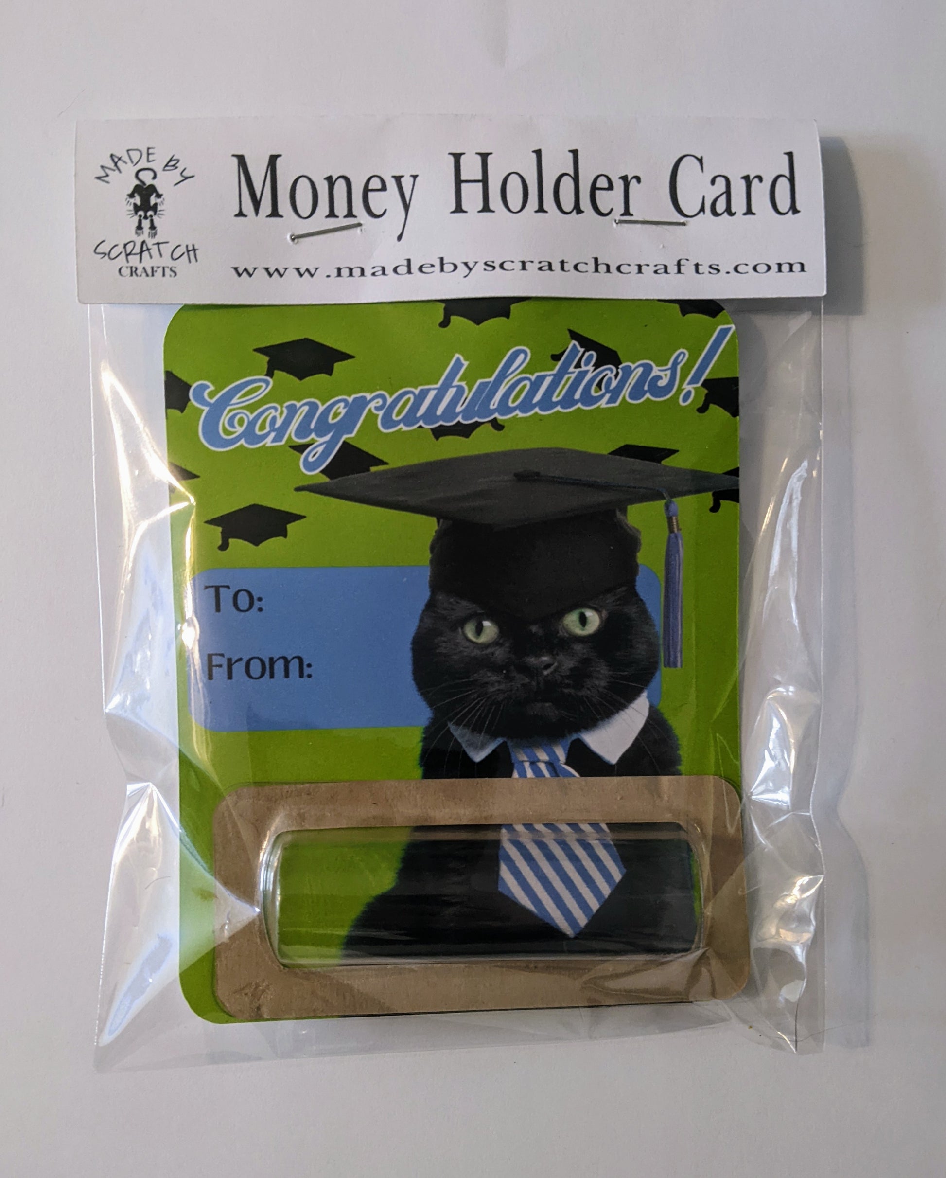 Graduation money holder cat card - Made By Scratch Crafts