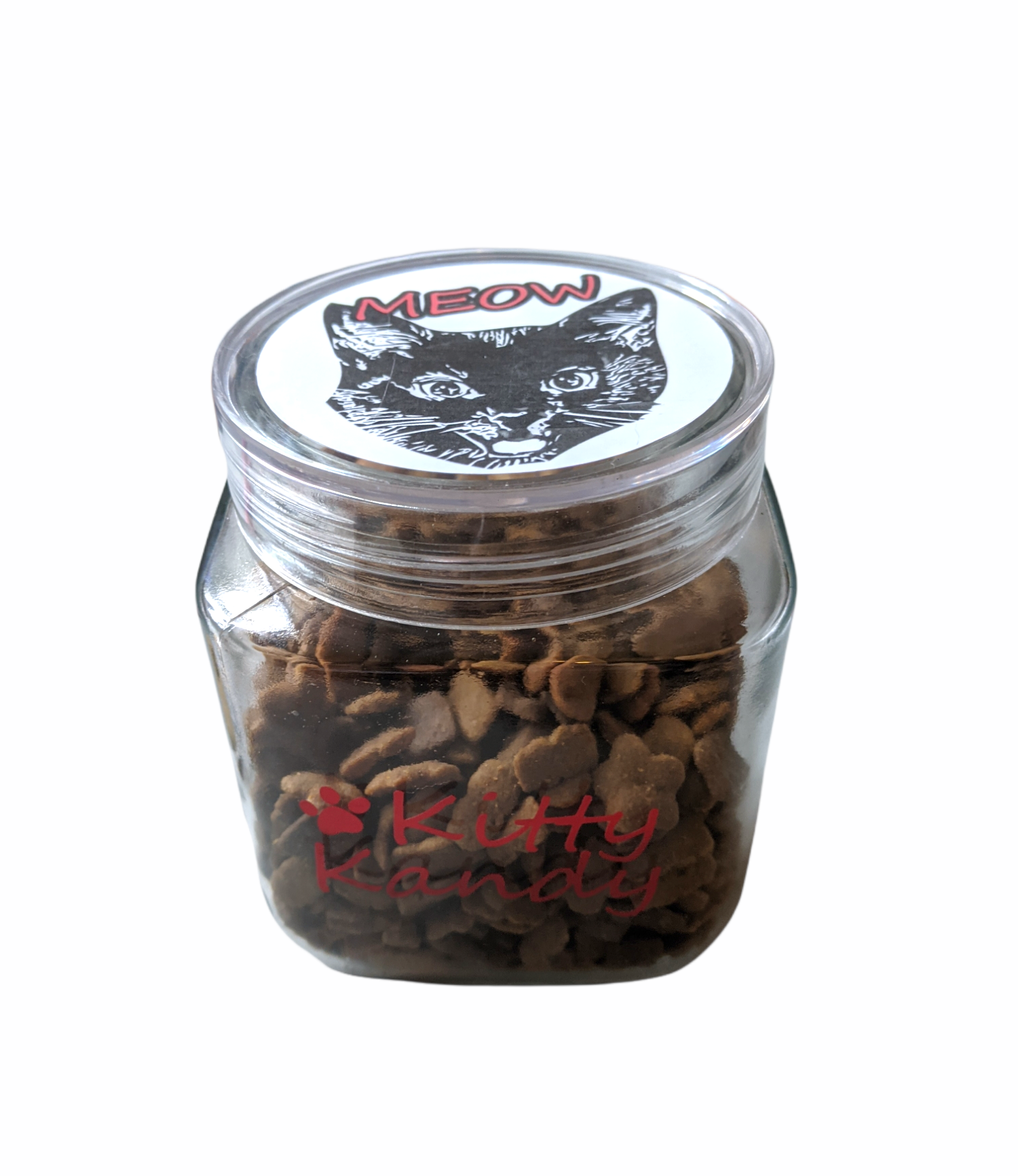 Cat jar, snack jar, treat jar, black cat, meow