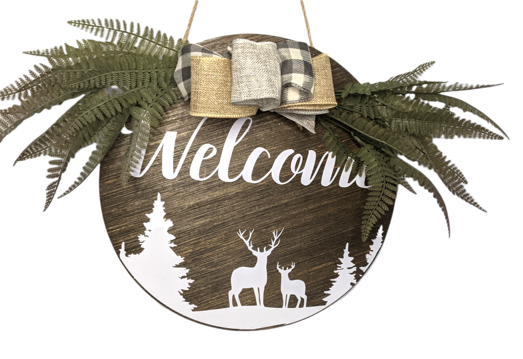 Welcome sign, door hanger, deer, Poconos, Pocono Mountains