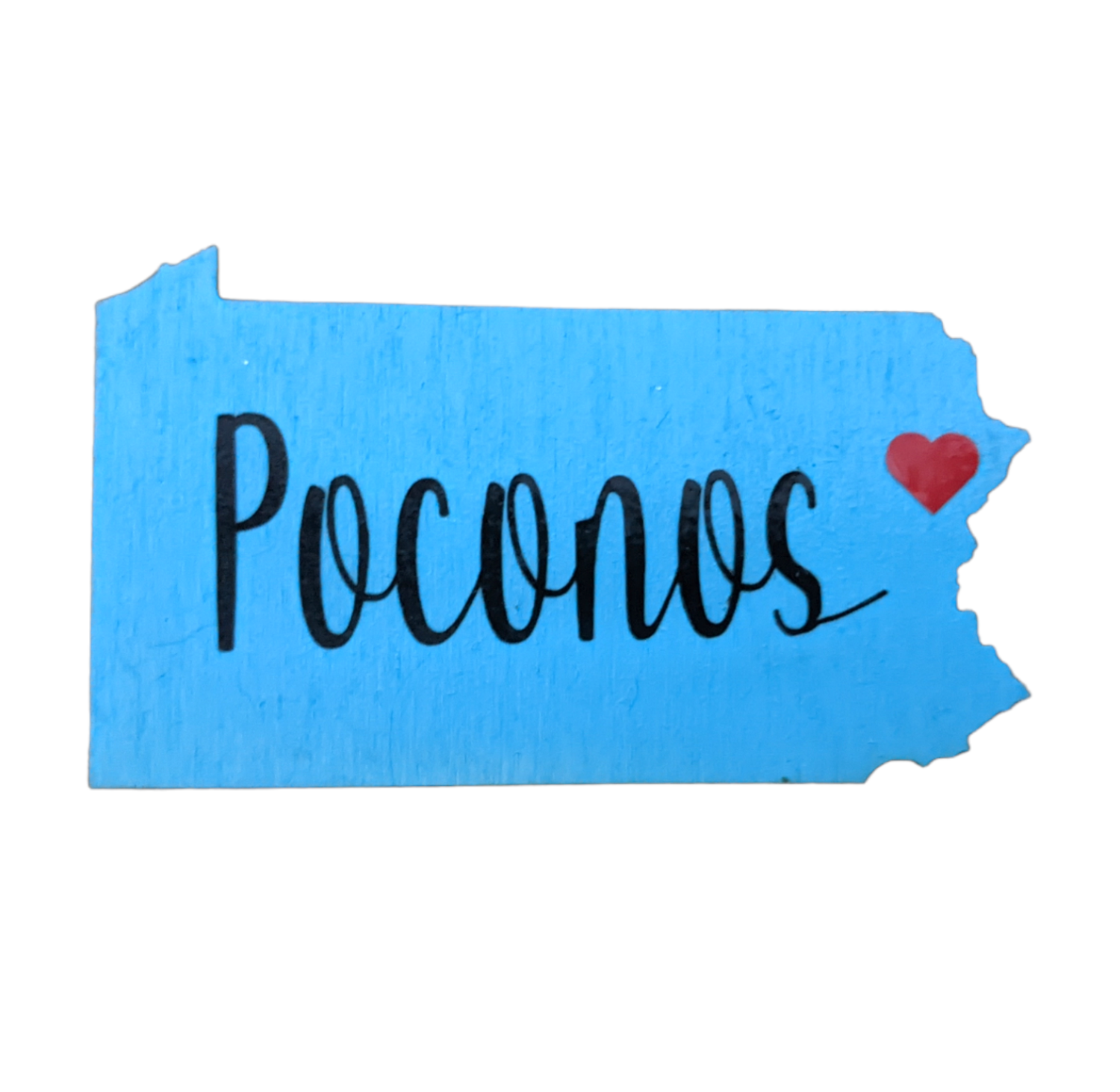 Pennsylvania shaped magnet, Heart, Poconos, Pocono Moutanins