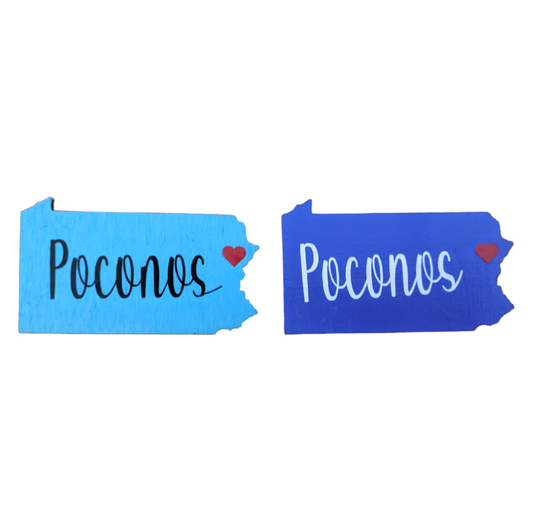 Pennsylvania shaped Poconos magnet - Made By Scratch Crafts