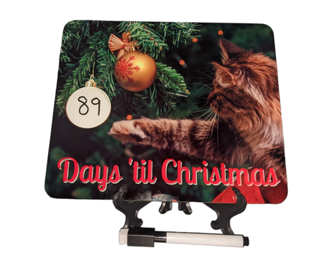 Cat batting Christmas ornaments, christmas countdown calendar, advent calendar 