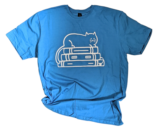 Cat on Books T-shirt - Made By Scratch Crafts