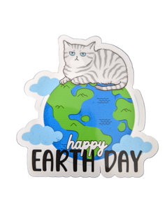 Earth Day cat sticker - Made By Scratch Crafts