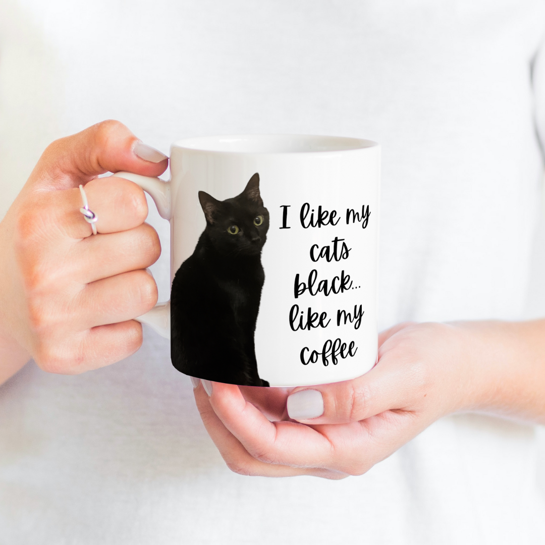 i like my cats black like my coffee 15 oz ceramic mug/coffee cup