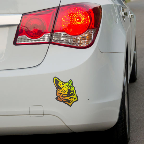 holographic cat car magnet, colorful