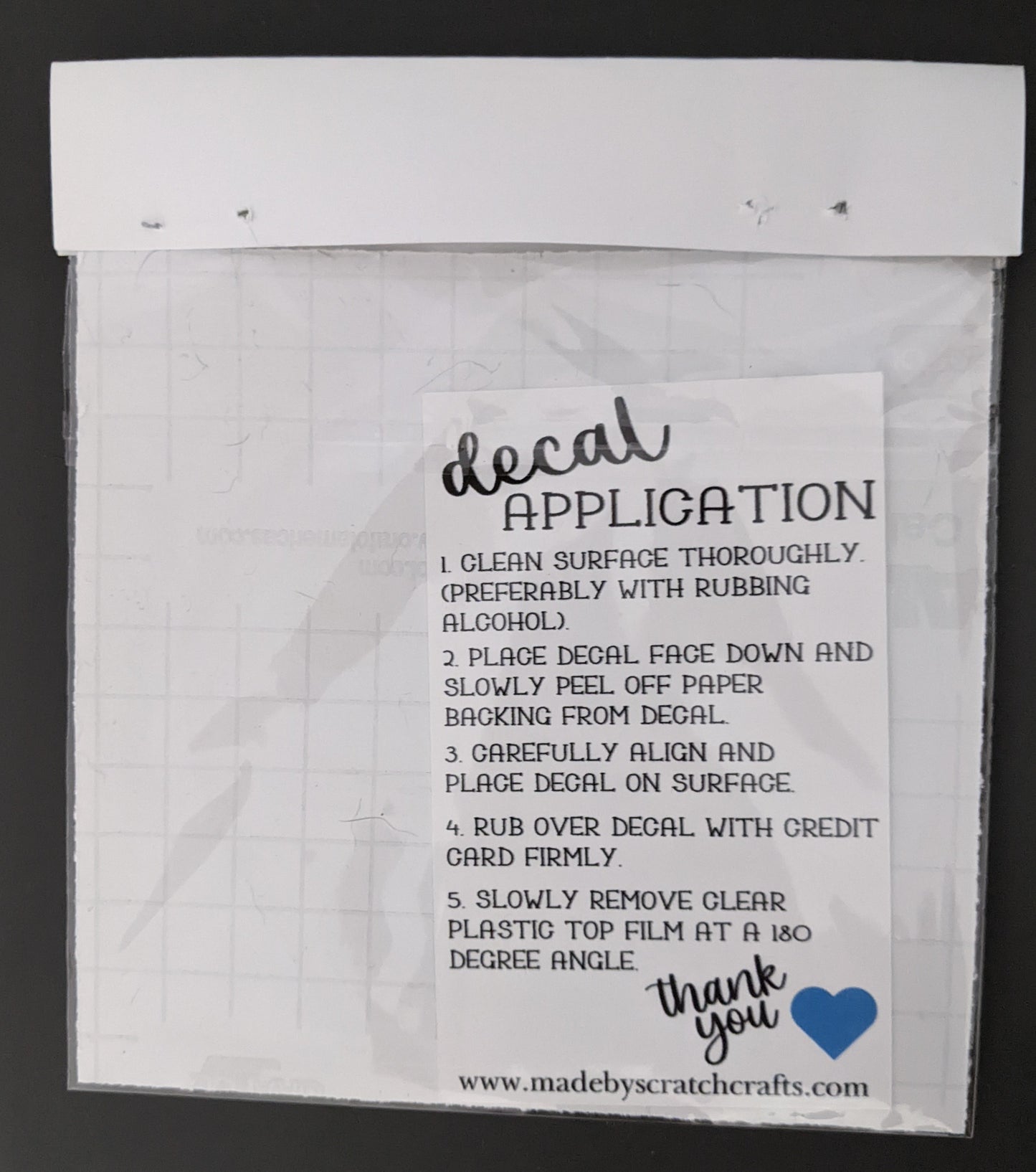 back of cat yin yang car decal packaging with application instructions