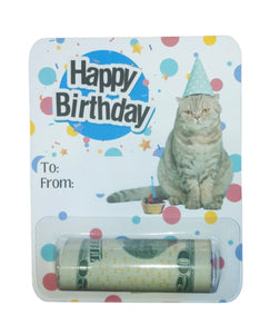 Happy Birthday cat money holder card